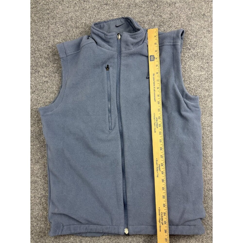 Nike Fleece‎ Vest Mens M Blue Gray Reversible Full Zip Mock Neck Swoosh Logo - Picture 4 of 10
